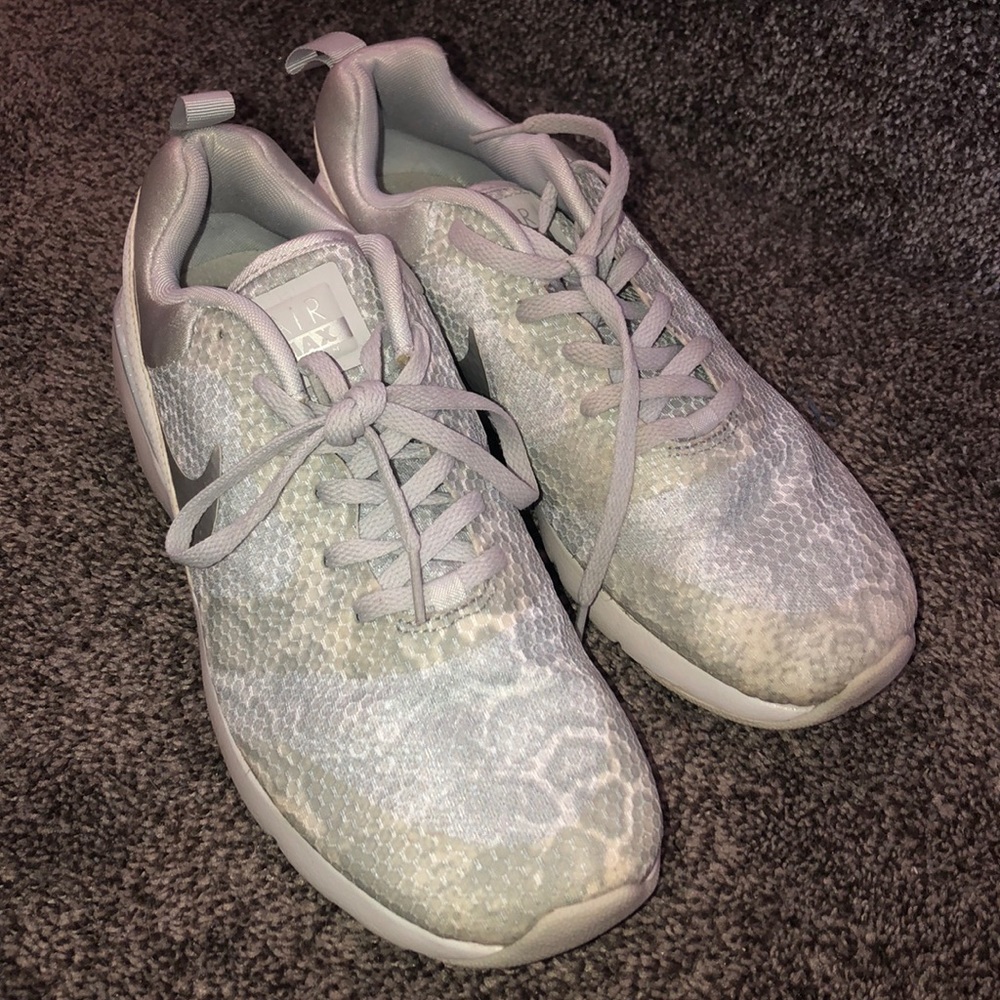 White and silver nike air max sirens